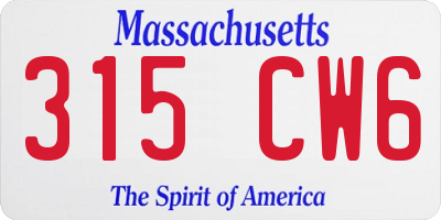 MA license plate 315CW6