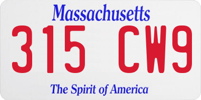 MA license plate 315CW9