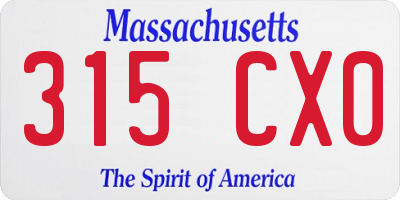 MA license plate 315CX0