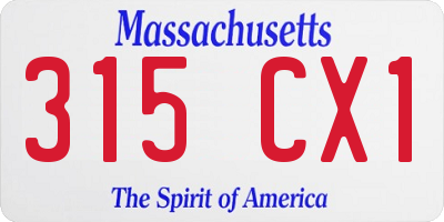 MA license plate 315CX1