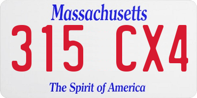 MA license plate 315CX4