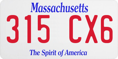 MA license plate 315CX6