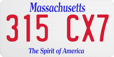 MA license plate 315CX7
