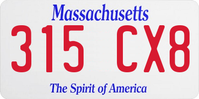MA license plate 315CX8