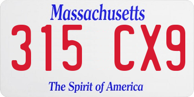 MA license plate 315CX9