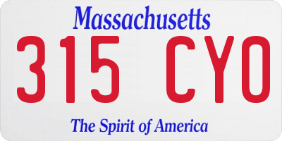 MA license plate 315CY0