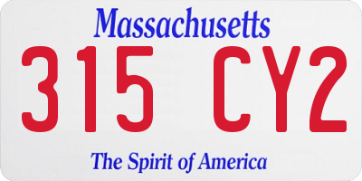 MA license plate 315CY2