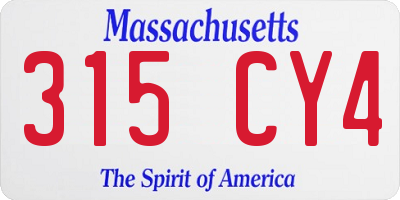 MA license plate 315CY4