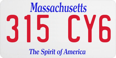 MA license plate 315CY6