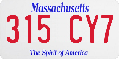 MA license plate 315CY7