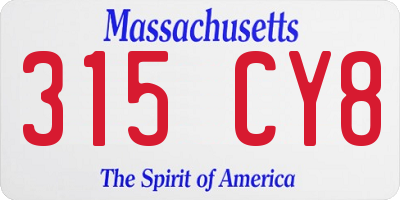 MA license plate 315CY8