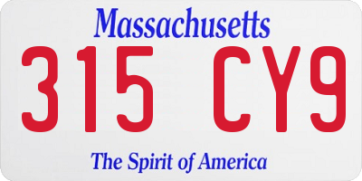 MA license plate 315CY9