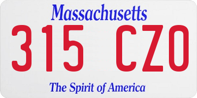 MA license plate 315CZ0