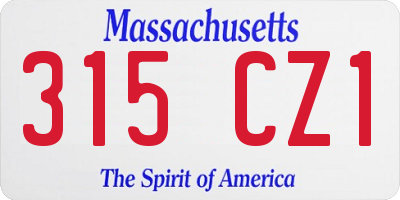 MA license plate 315CZ1
