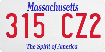 MA license plate 315CZ2
