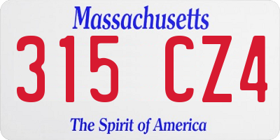MA license plate 315CZ4