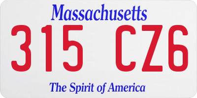 MA license plate 315CZ6