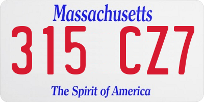 MA license plate 315CZ7