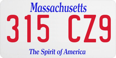 MA license plate 315CZ9