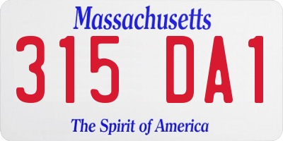 MA license plate 315DA1