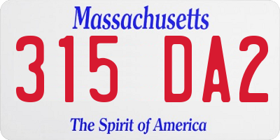 MA license plate 315DA2
