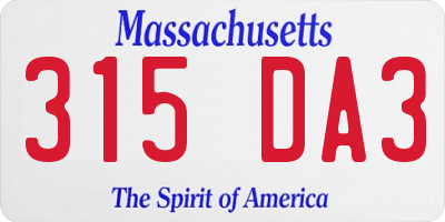 MA license plate 315DA3