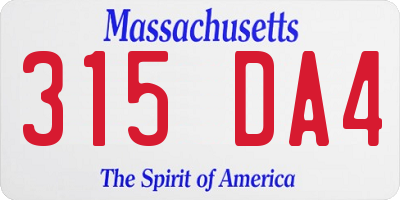 MA license plate 315DA4