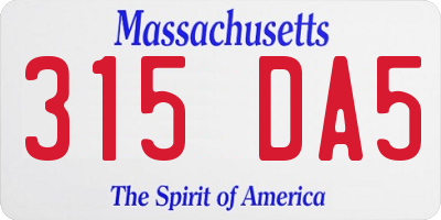 MA license plate 315DA5