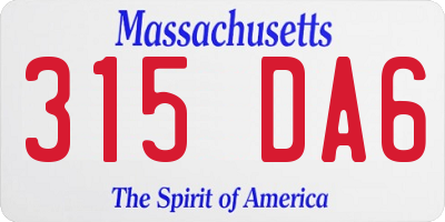 MA license plate 315DA6
