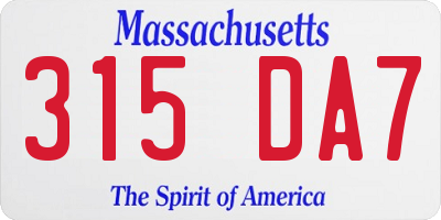 MA license plate 315DA7