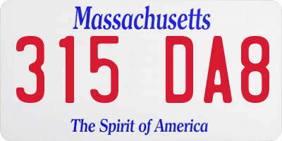 MA license plate 315DA8