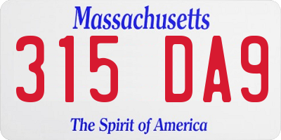 MA license plate 315DA9