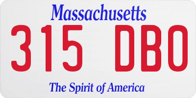 MA license plate 315DB0