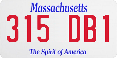 MA license plate 315DB1