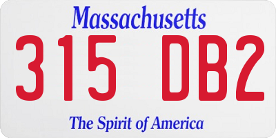 MA license plate 315DB2