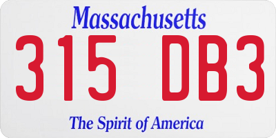 MA license plate 315DB3
