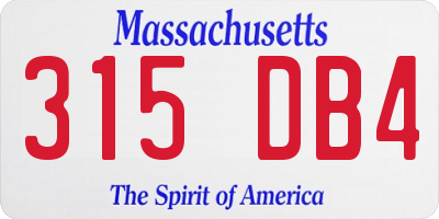 MA license plate 315DB4