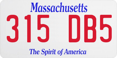 MA license plate 315DB5