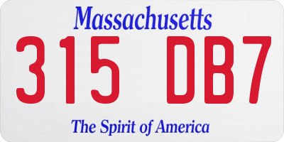 MA license plate 315DB7