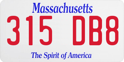 MA license plate 315DB8