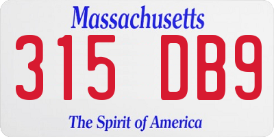 MA license plate 315DB9