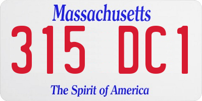 MA license plate 315DC1