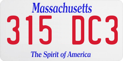 MA license plate 315DC3