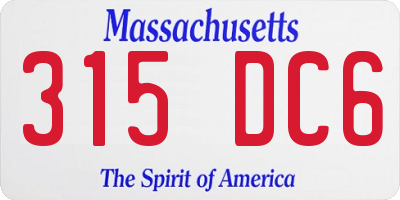 MA license plate 315DC6