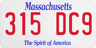 MA license plate 315DC9