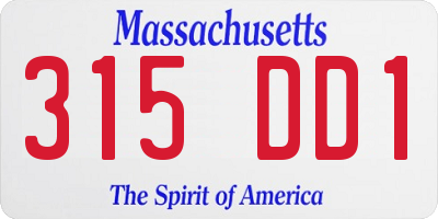 MA license plate 315DD1