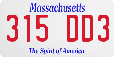 MA license plate 315DD3