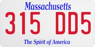 MA license plate 315DD5