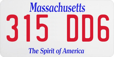 MA license plate 315DD6