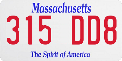 MA license plate 315DD8